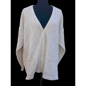 Vintage Jeanne Pierre Ireland Cableknit Chunky Oversized Slouchy Cardigan Size M